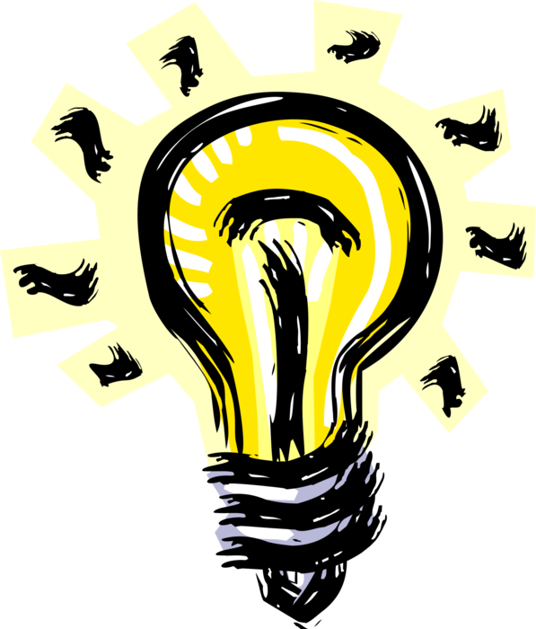 Vector Illustration of Electric Light Bulb Symbol of Invention, Innovation, Inspiration and Good Ideas