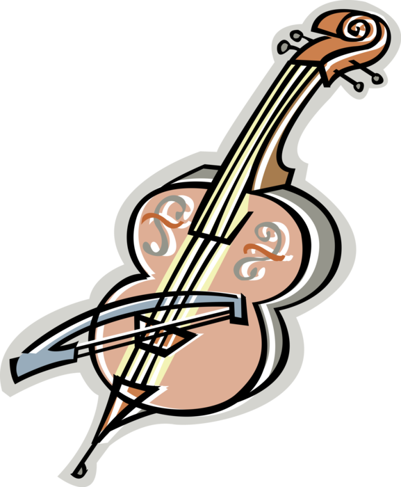 Vector Illustration of Musician Plays Cello Bowed String Musical Instrument