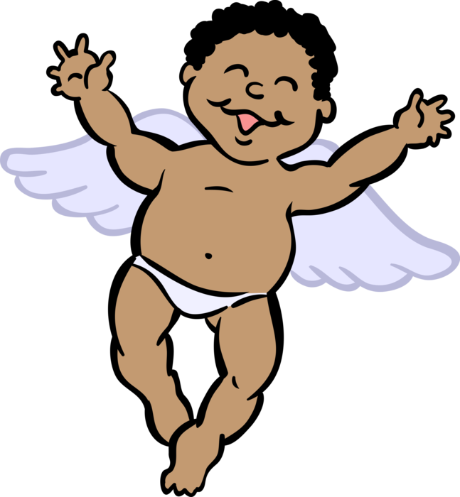 Vector Illustration of Winged Cupid Angel God of Desire and Erotic Love