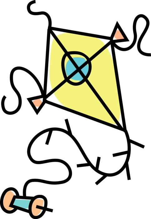 Vector Illustration of Tethered Heavier-than-Air Flying Craft Kite