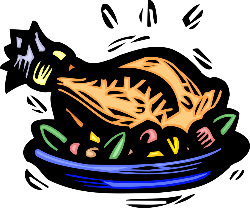 Vector Illustration of Poultry Fowl Roast Turkey Dinner
