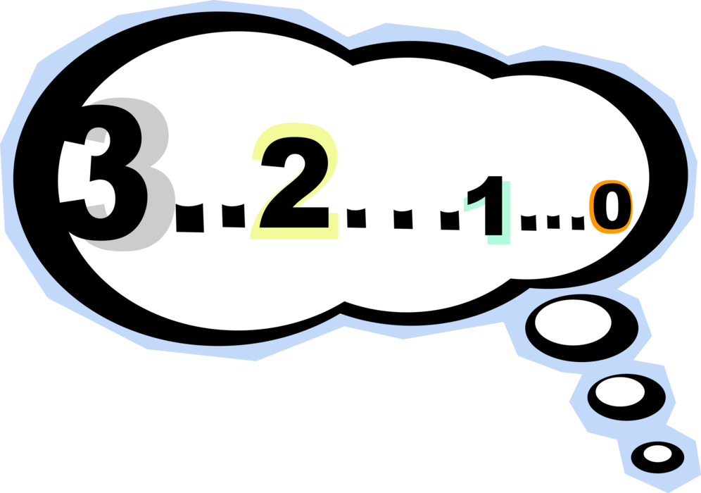 Vector Illustration of Silent Thought Countdown in Word Bubble Balloon