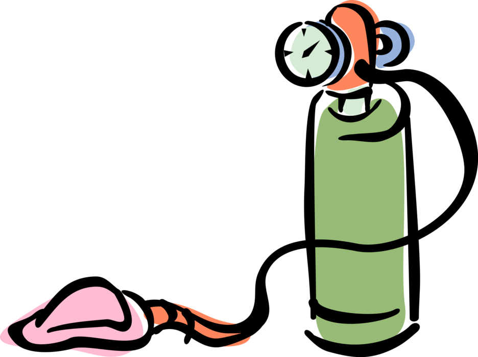Vector Illustration of Home Medical Oxygen Cylinder Tank