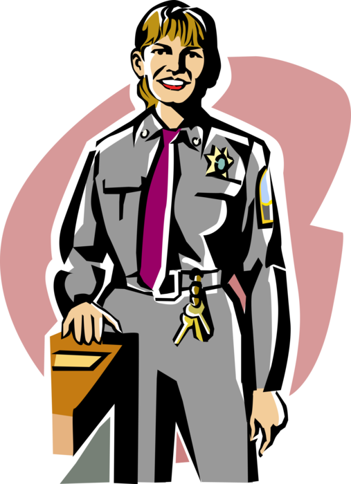 Vector Illustration of Law Enforcement Female Police Officer Sheriff Cop
