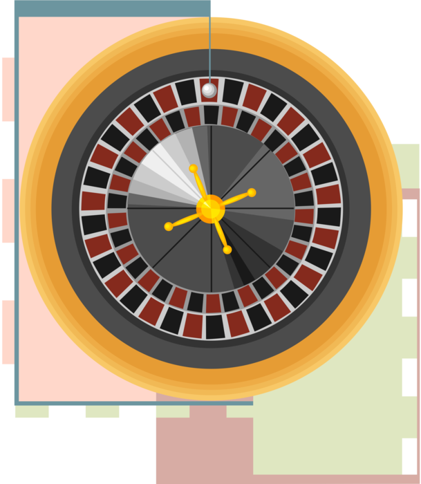 Vector Illustration of Casino Gambling Games of Chance Spinning Roulette Wheel
