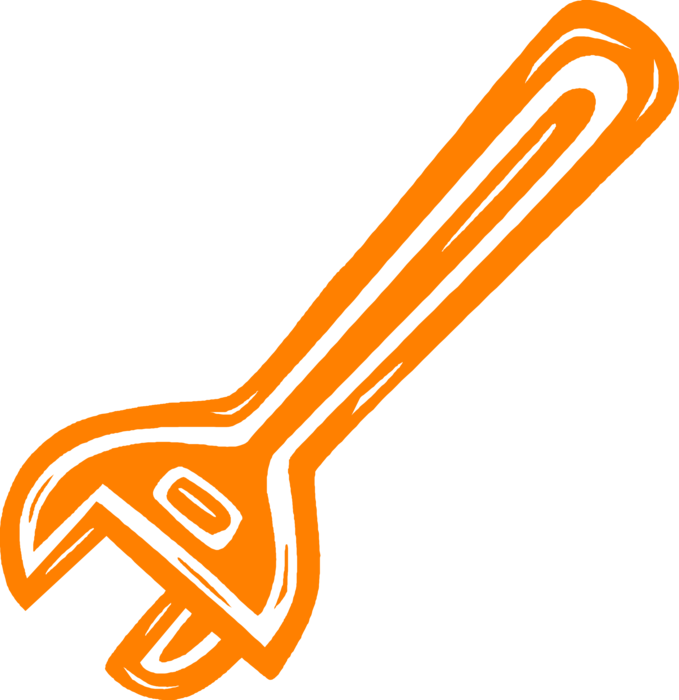 Vector Illustration of Adjustable Wrench or Spanner Tool with Adjustable "Jaw" Width