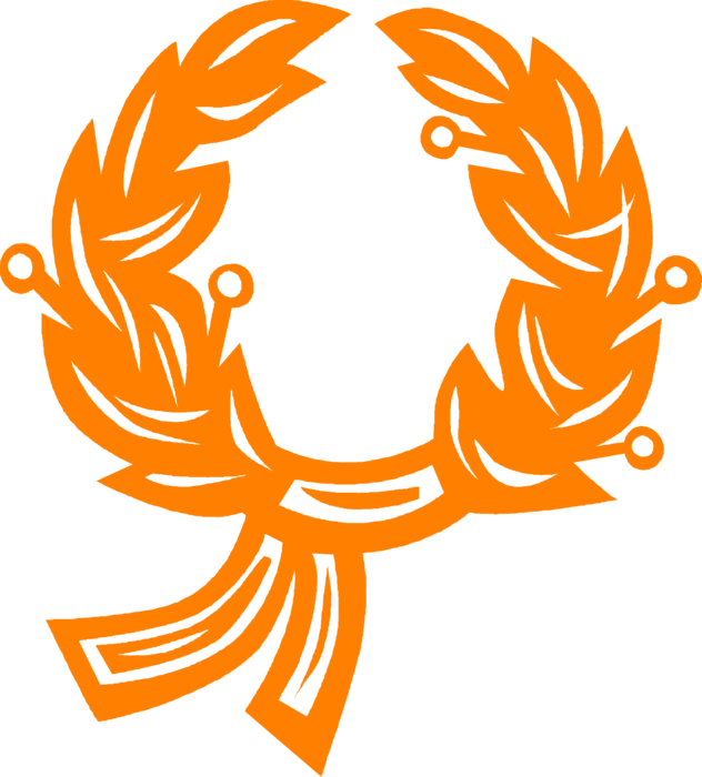 Vector Illustration of Ancient Greek and Roman Laurel Wreath with Interlocking Branches Symbol of Martial Victory