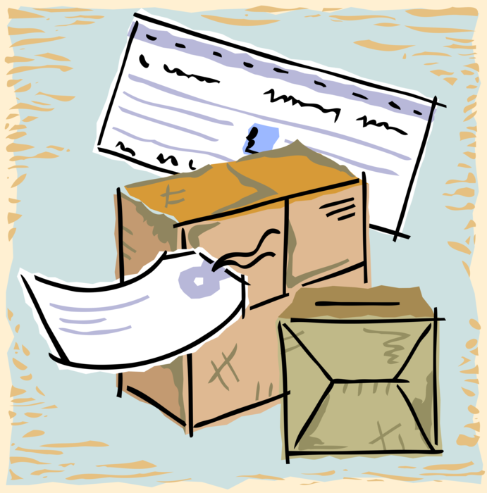Vector Illustration of Shipping and Receiving Packages and Goods Shipped by Cargo Freight