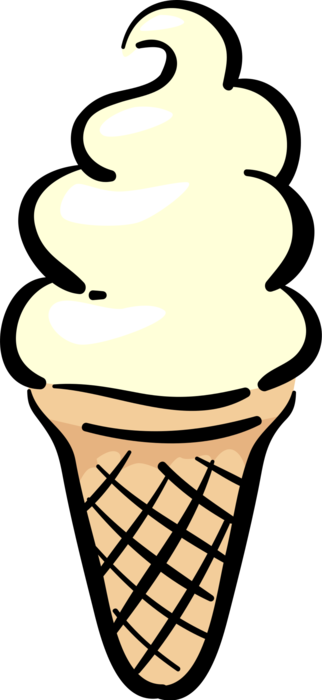 Vector Illustration of Gelato Ice Cream Cone Food Snack or Dessert