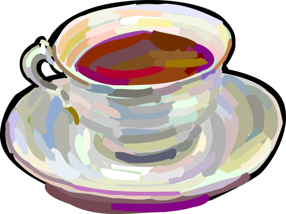 Vector Illustration of Cup of Steeped Tea in Fine China Teacup