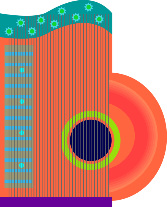 Vector Illustration of Zither Stringed Musical Instrument