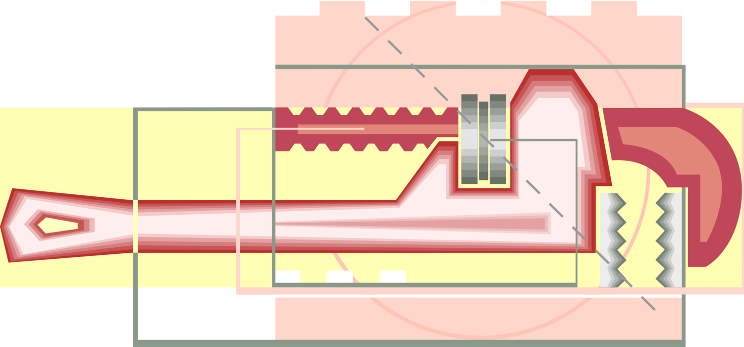 Vector Illustration of Pipe Wrench or Stillson Wrench used for Turning Soft Iron Pipes