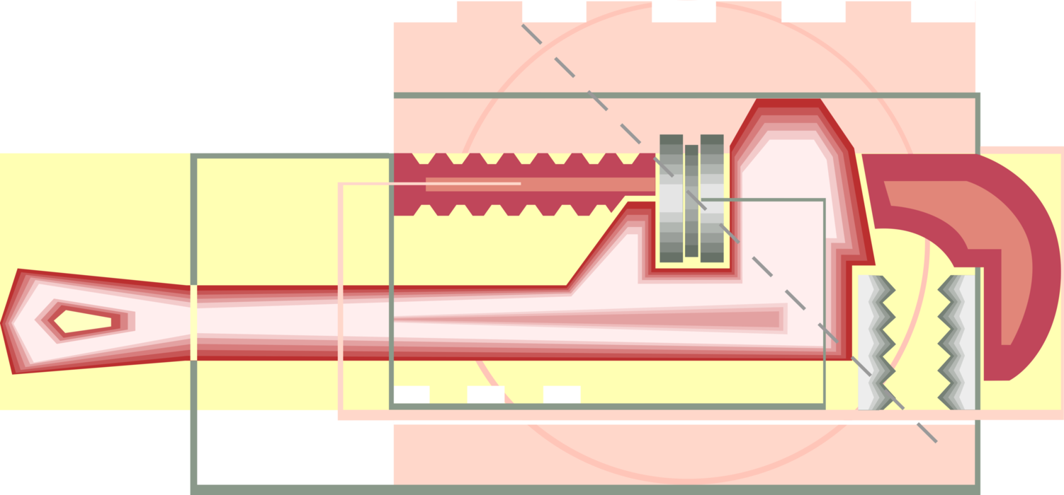 Vector Illustration of Pipe Wrench or Stillson Wrench used for Turning Soft Iron Pipes