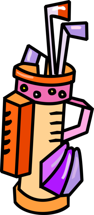 Vector Illustration of Sport of Golfing Golf Bag with Clubs
