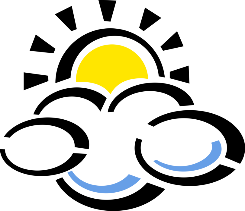 Vector Illustration of Weather Forecast Cloud with Sun