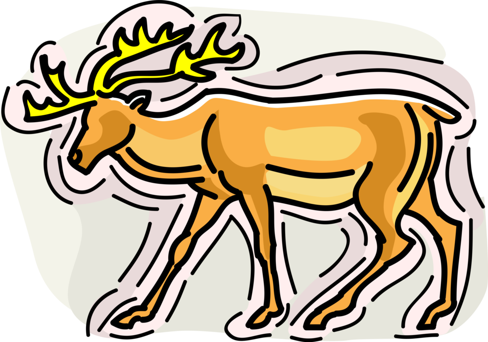 Vector Illustration of Mammal Deer with Antlers