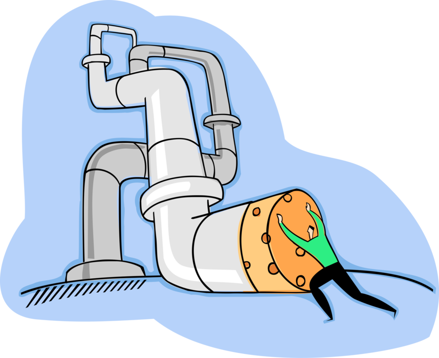 Vector Illustration of Plugging the Flow by Putting Large Cork in the Pipes