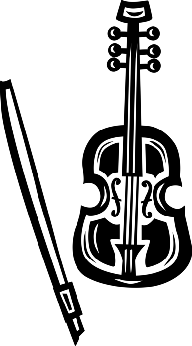 Vector Illustration of Fiddle Violin Stringed Musical Instrument