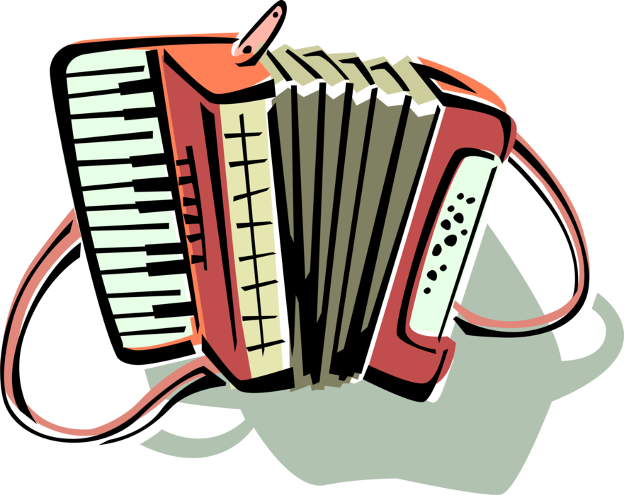 Vector Illustration of Accordion Bellows-Driven Musical Instrument
