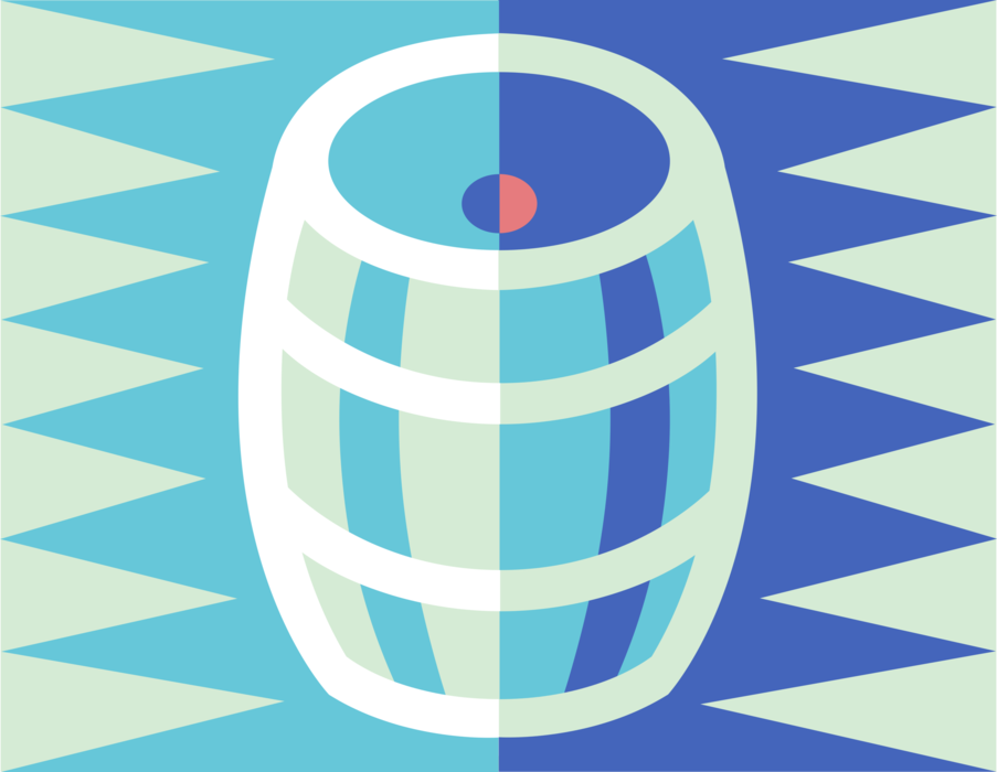 Vector Illustration of Barrel, Cask or Tun Made of Wooden Staves Bound by Hoops