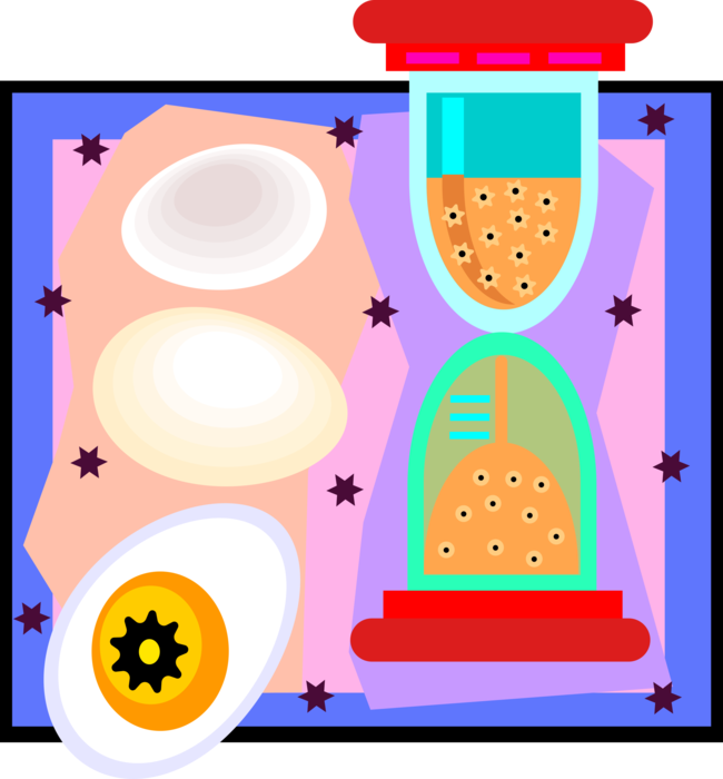 Vector Illustration of Kitchen Egg Timer with Boiled Eggs