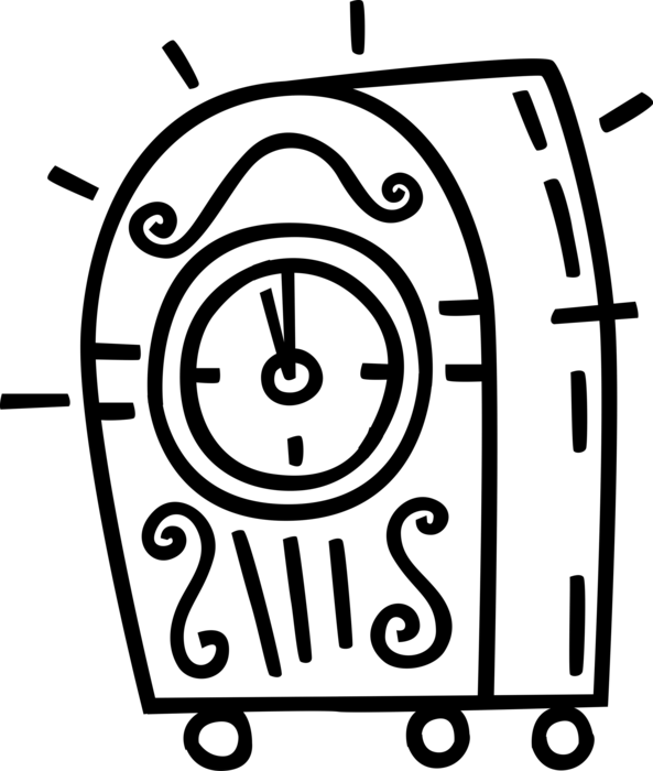 Vector Illustration of Mantle Clock Indicates, Keeps and Co-ordinates Time