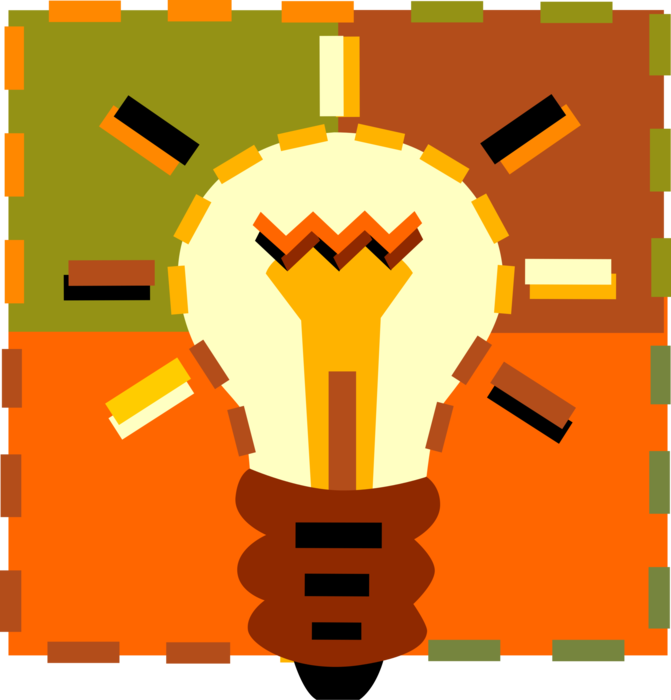 Vector Illustration of Electric Light Bulb Symbol of Invention, Innovation, Inspiration and Good Ideas