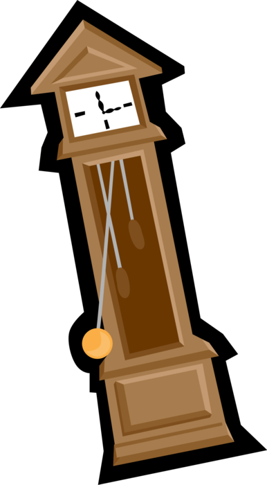 Vector Illustration of Grandfather or Longcase Pendulum Clock Timepiece