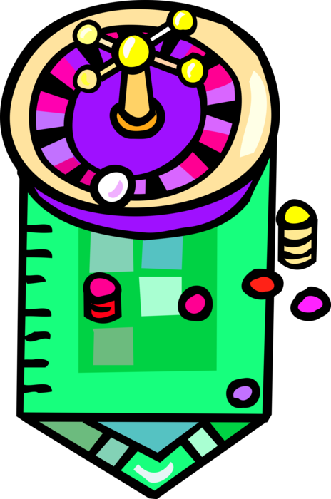 Vector Illustration of Casino Gambling Games of Chance at Roulette Wheel