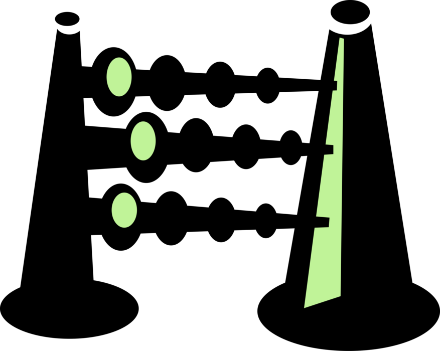 Vector Illustration of Abacus Counting Bead Frame Calculating Tool