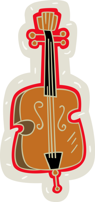 Vector Illustration of Violin or Fiddle Stringed Musical Instrument, Musical Instruments