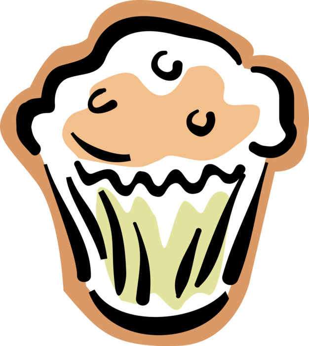 Vector Illustration of Baked Quick Bread Muffin Eaten as Breakfast Food