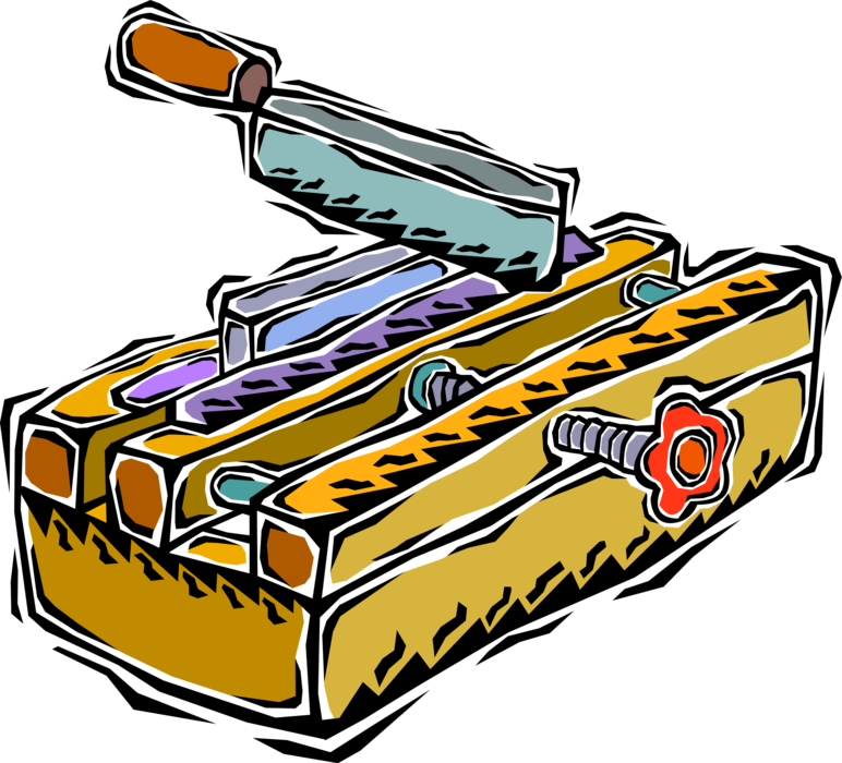 Vector Illustration of Miter Box Wood Working Guides Hand Saw for Precise Miter Cuts in Wood Boards