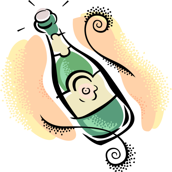 Vector Illustration of Champagne Carbonated Sparkling Wine Alcohol Beverage from the Champagne Region of France 
