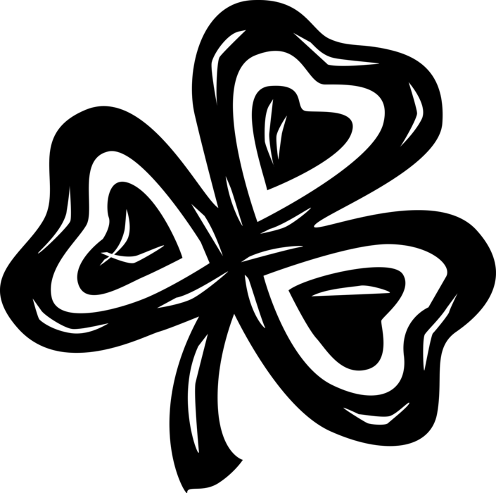 Vector Illustration of St Patrick's Day Four-Leaf Clover Irish Shamrock Brings, Faith, Hope, Love, and Good Luck