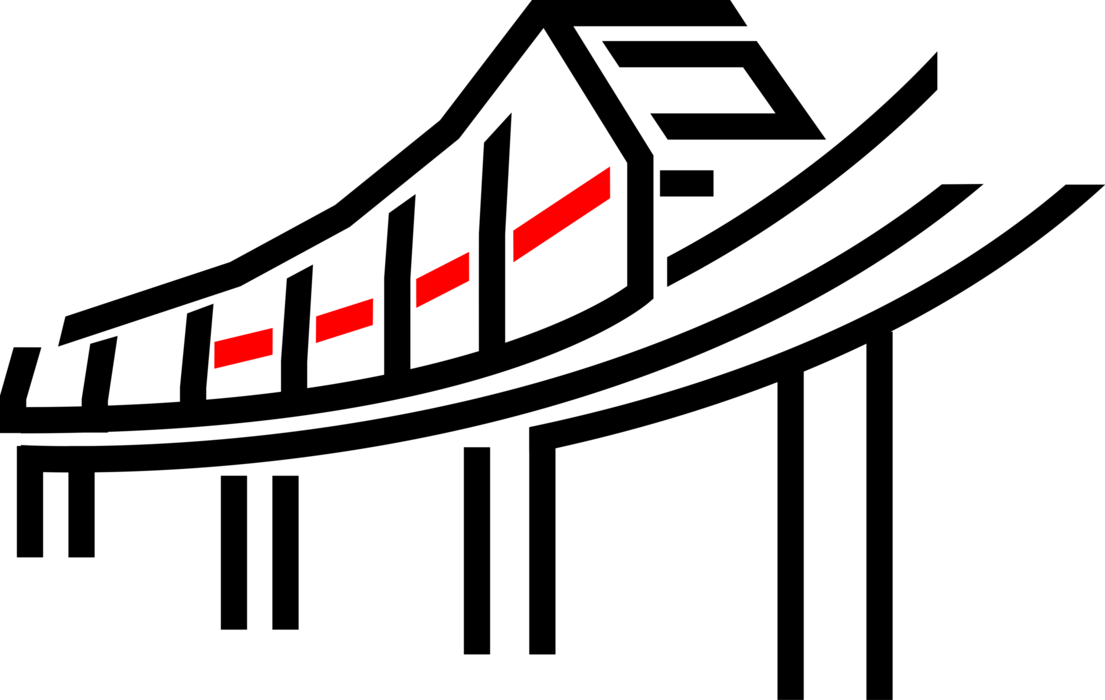 Vector Illustration of Monorail Elevated Public Transportation Rapid Transit Passenger Train