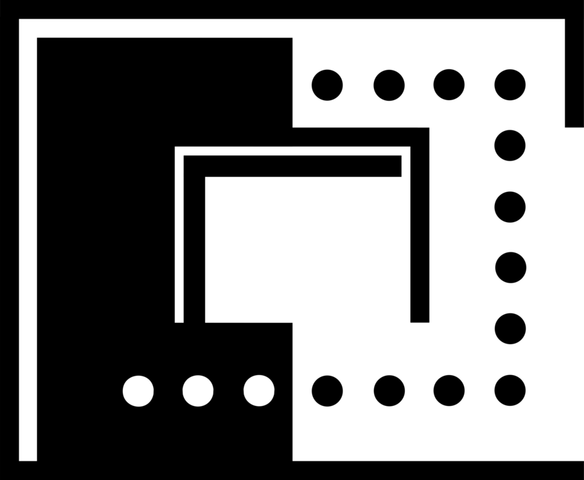 Vector Illustration of Integrated Circuit Electronic Component Microprocessor Microchip