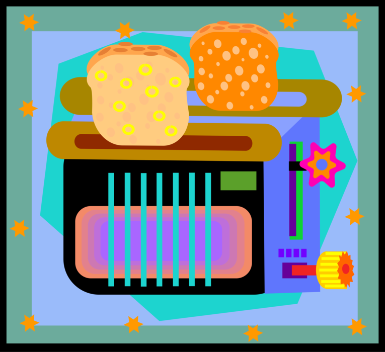 Vector Illustration of Small Electric Kitchen Appliance Toaster or Toast Maker 