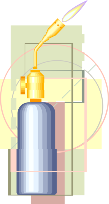 Vector Illustration of Blow Torch or Blowtorch Fuel Burning Tool Applies Flame and Heat in Metalworking