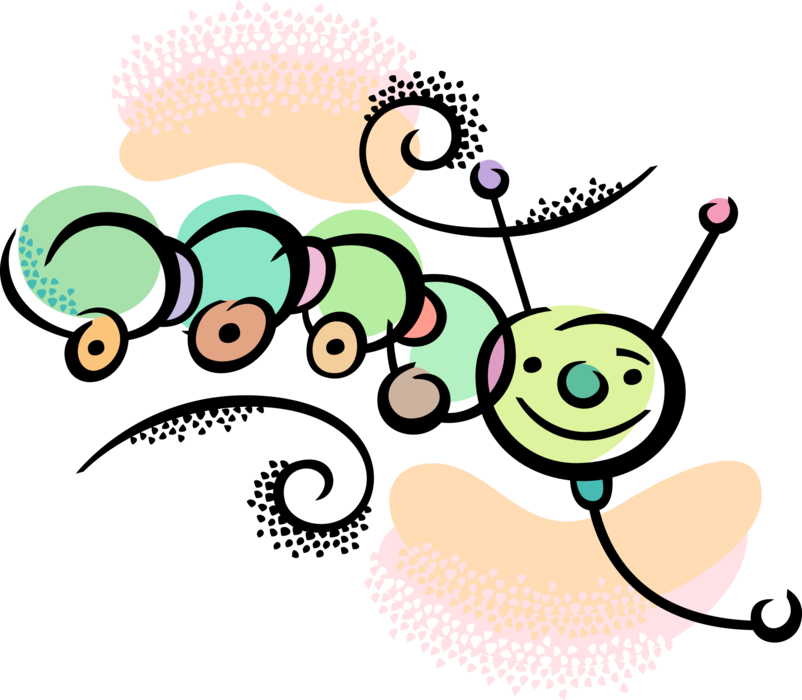 Vector Illustration of Newborn Infant Baby Pull Toy Caterpillar