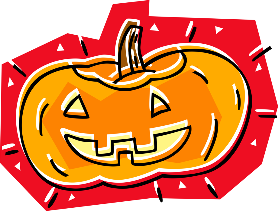 Vector Illustration of Halloween Trick or Treat Jack-o'-Lantern Carved Pumpkin