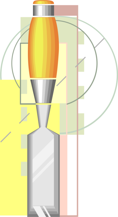 Vector Illustration of Woodworking Carpentry Sharp Cutting Edge Wood Chisel Tool