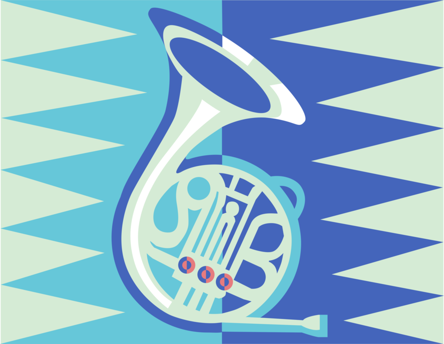 Vector Illustration of French Horn Brass Musical Instrument