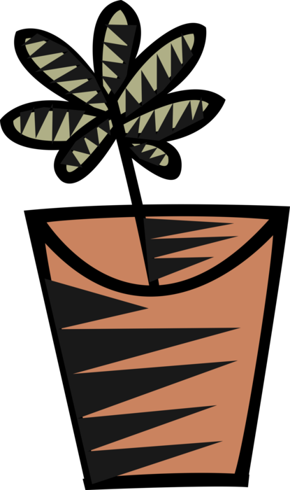 Vector Illustration of Potted Houseplant Flower Plant