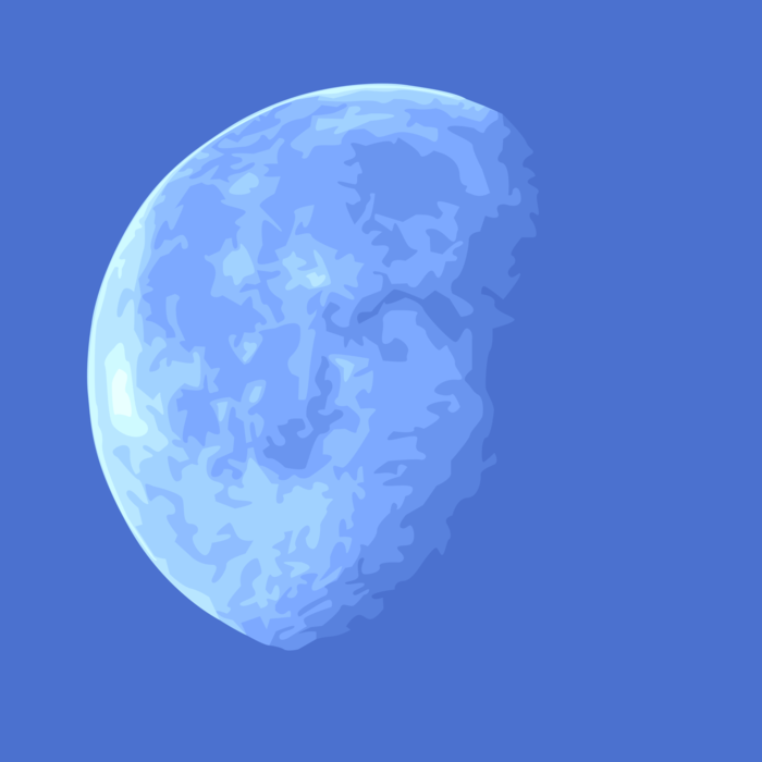 Vector Illustration of Earth's Permanent Natural Satellite Lunar Moon
