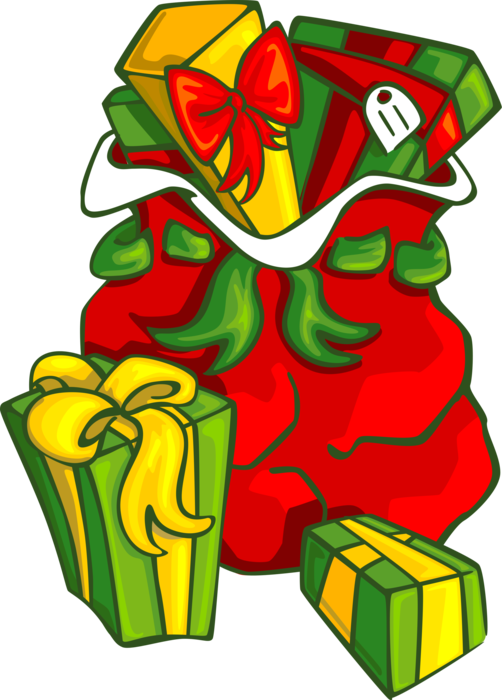 Vector Illustration of Santa's Sack with Christmas Gift Wrapped Presents
