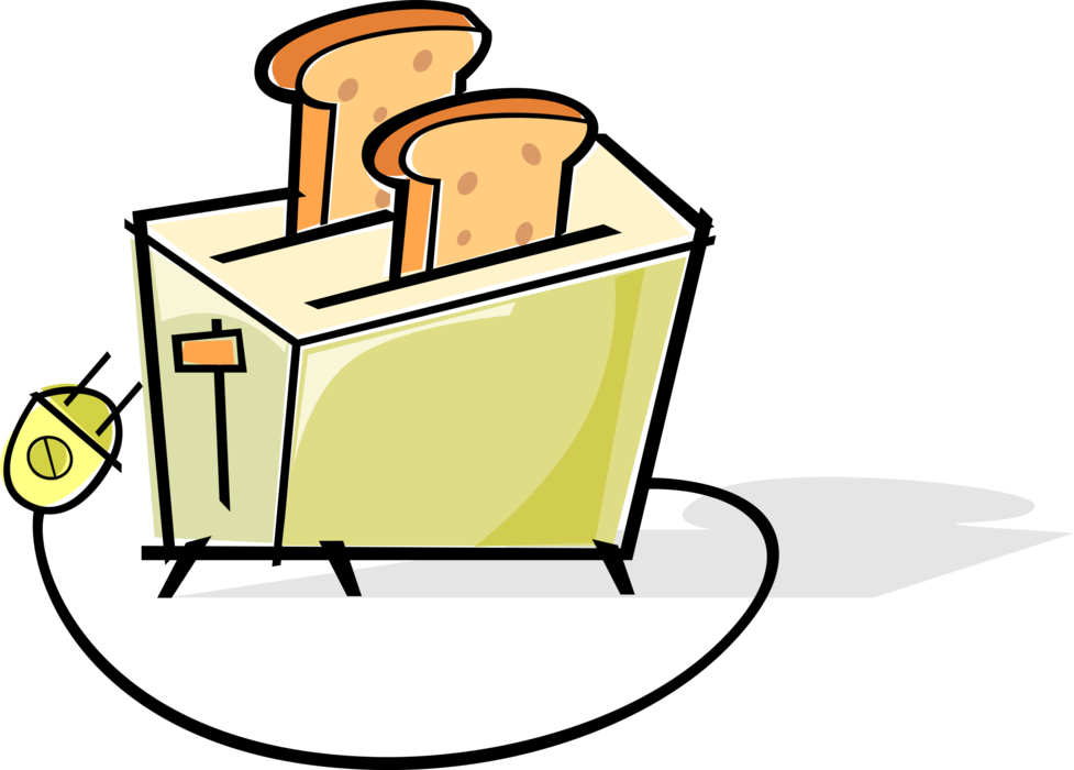 Vector Illustration of Small Electric Kitchen Appliance Toaster or Toast Maker 