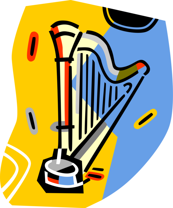 Vector Illustration of Harp Stringed Musical Instrument