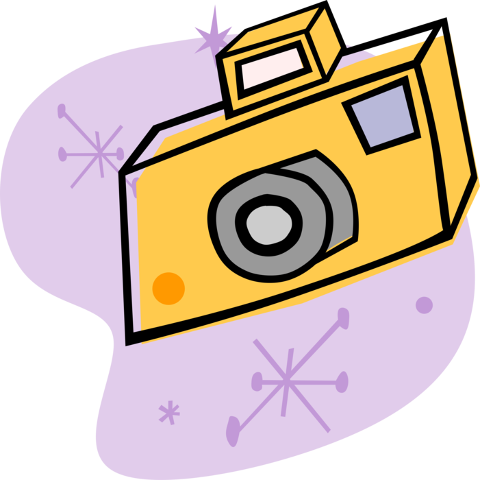 Vector Illustration of Photography Digital SLR 35mm Camera Produces Photographic Images