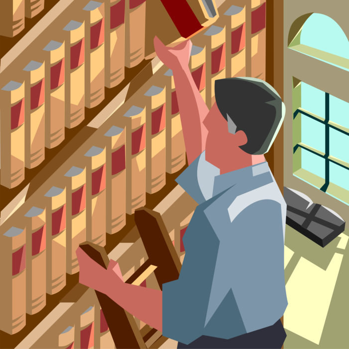 Vector Illustration of Law Office Legal Research Reference Book Library